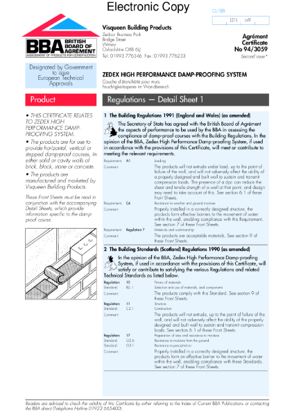 Zedex high performance damp-proofing system