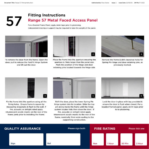 Fitting Instructions - EX57 Riser Door Range