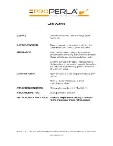 Application Details - ProPERLA Paving Impregnator