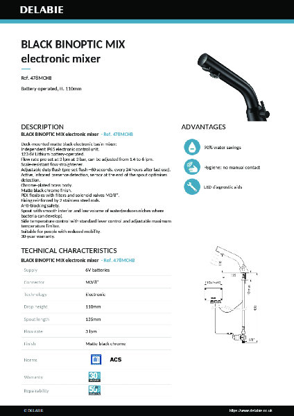 478MCHB BINOPTIC Deck-Mounted Mixer Tap