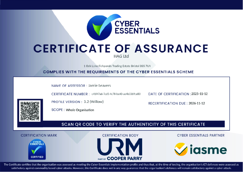 Cyber Essentials Certificate of Assurance