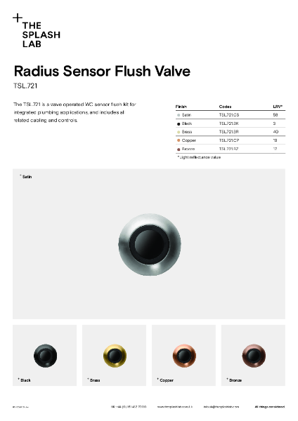 Radius Sensor Flush Valve Datasheet