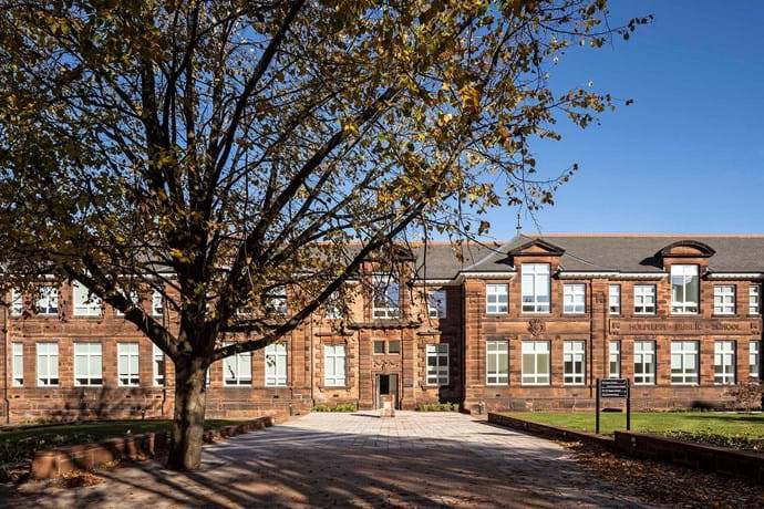 Former Holmlea Primary School, Glasgow - Alumasc Rainwater Heritage Cast Aluminium