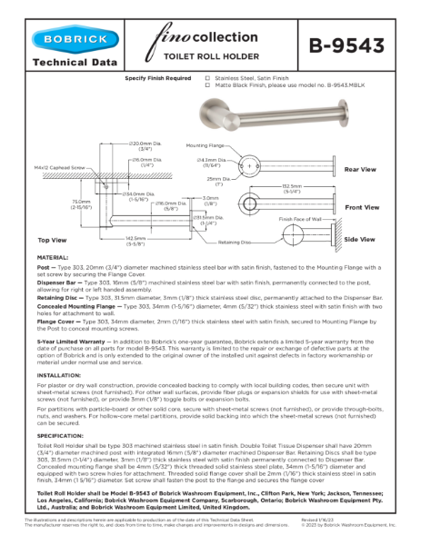 B-9543 Technical Data Sheet