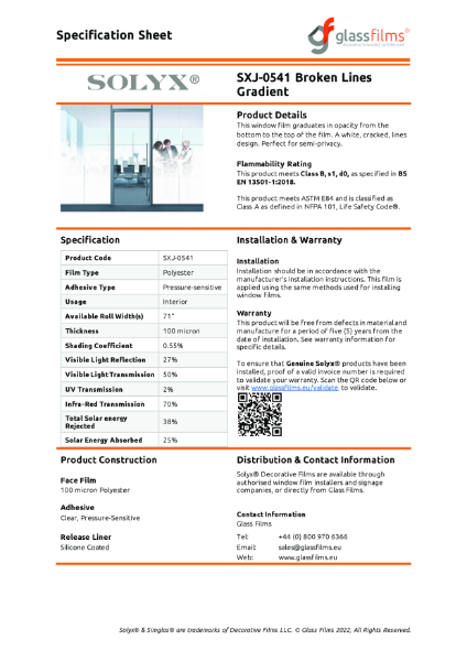 SXJ-0541 Broken Lines Gradient Specification Sheet