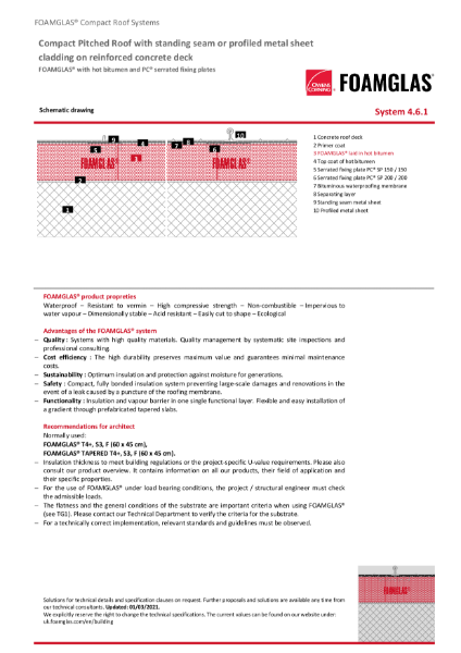 TDS_4.6.1_Warm Roof - Concrete Deck - FOAMGLAS Insulation (Hot Applied) with standing seam