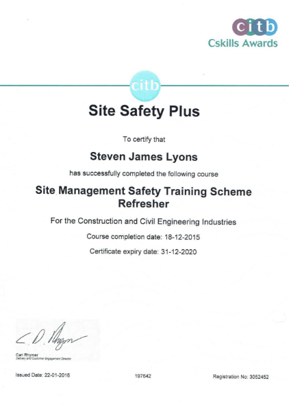 Site Safety Plus Certificate (1)