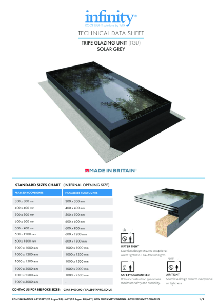 Infinity Rooflight TGU Solar Grey_Data Sheet