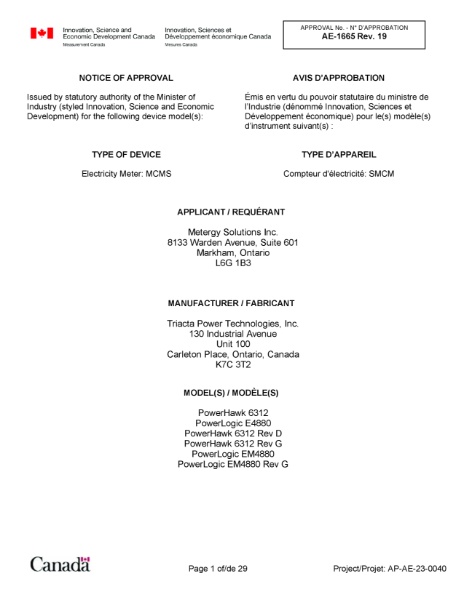 PowerHawk 6312 Measurement Canada NOA