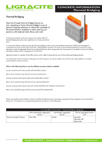 Thermal Bridging Information - Lignacite