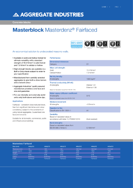 Masterblock Masterdenz® Fairfaced concrete blocks