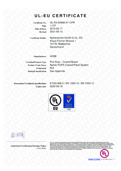 UL-EU Certificate UL-EU-00866-A1-CPR
