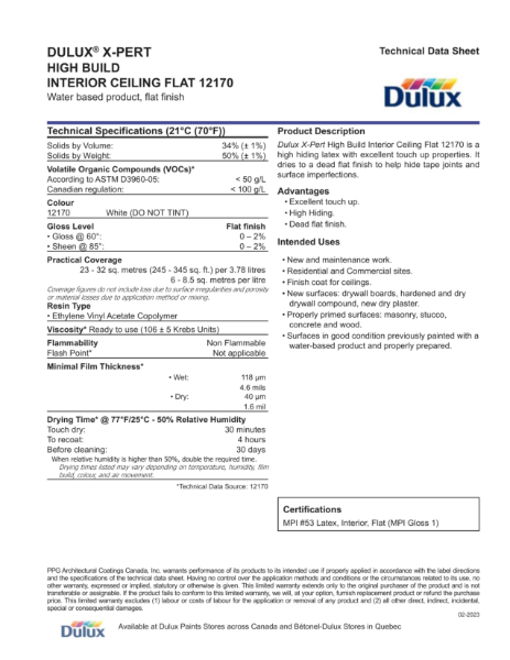 Dulux® X-Pert High Build Interior Ceiling Flat 12170
