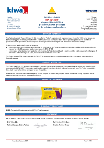 Visqueen Ultimate HC Blok BDA Certificate