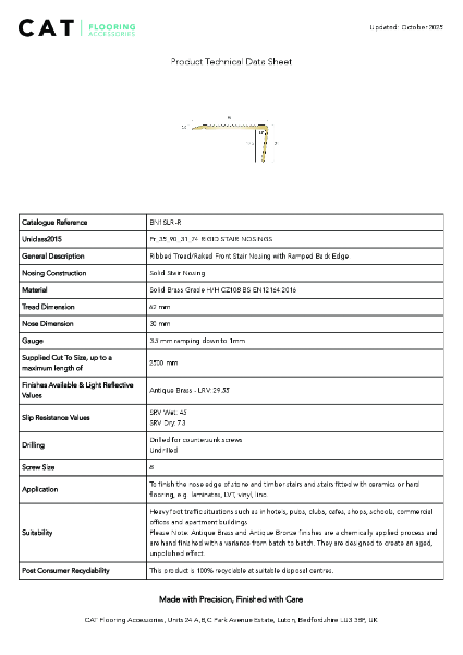 BN1SLR-R Antique Brass Technical Datasheet