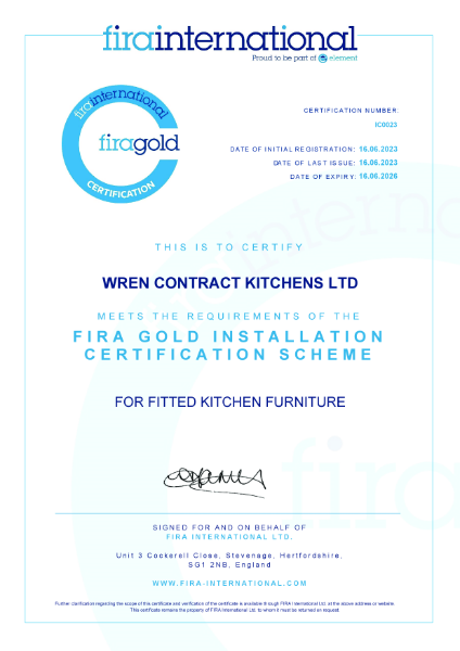 FIRA Gold Installation (Kitchens)