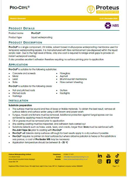 Product Data Sheet - Pro-Cryl®