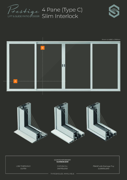 Lift & Slide Patio Twin Track (4 Pane) Data Sheet