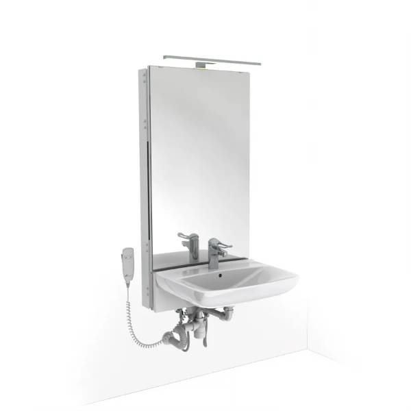 Electric Height Adjustable Washbasin System With Mirror And Lighting – BASICLINE 433