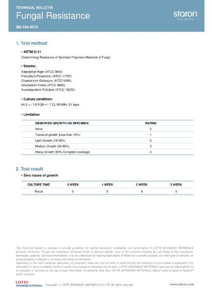 Staron Fungal Resistance