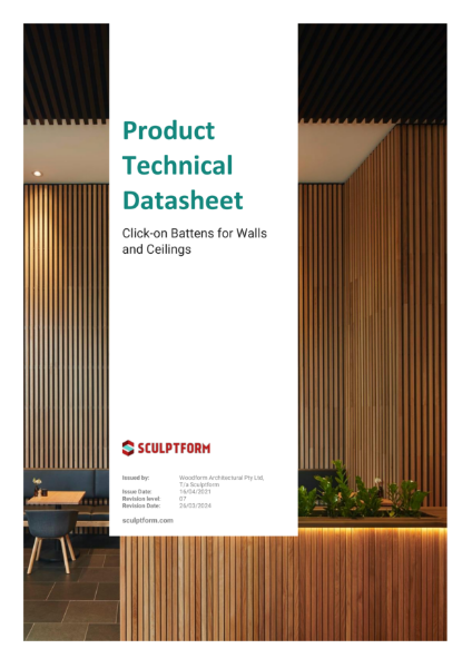 Sculptform Product Technical Datasheet - Click-on Battens for Walls and Ceilings