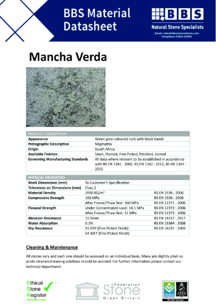 Mancha Verde - Technical Data