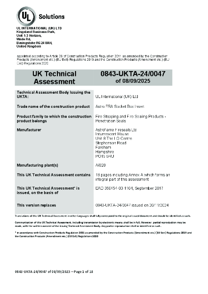 UK Conformity Assessed (UKCA)