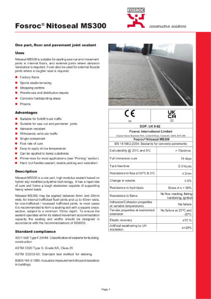 Nitoseal MS300 Product Data Sheet