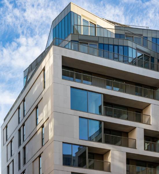 Shackerley SureClad® quarried stone facade at Royal Warwick Square