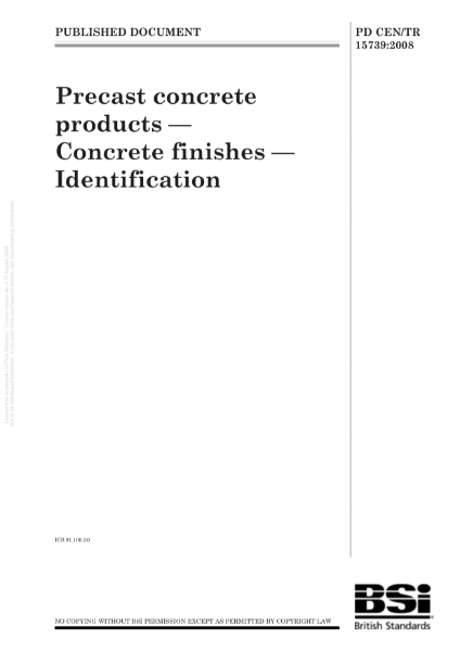 GRC/GFRC Facades – PD CEN/TR 15739:2008 Precast concrete products - Concrete finishes - Identification