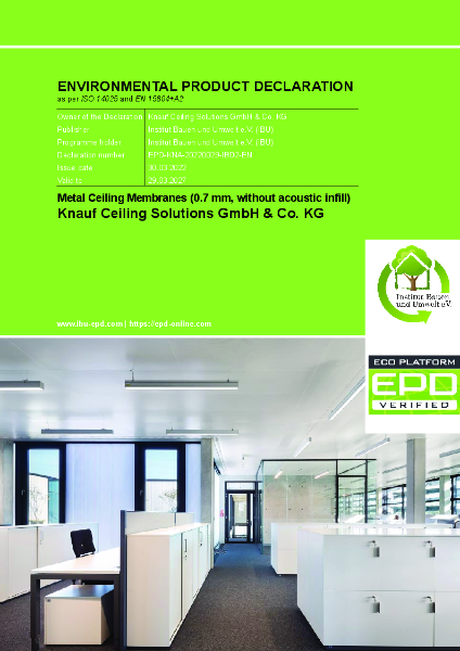 EPD Metal Ceiling Membranes (0.7 mm, without acoustic infill)