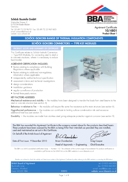 Schöck Isokorb Range of Thermal Insulation Components