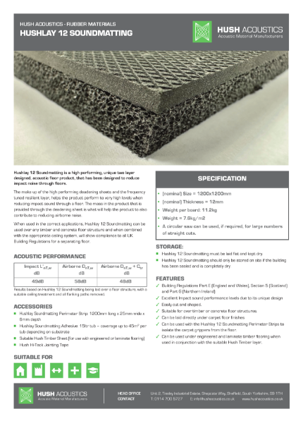 Hushlay 12 Soundmatting Datasheet