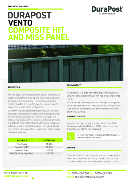 DURAPOST VENTO COMPOSITE HIT AND MISS PANEL