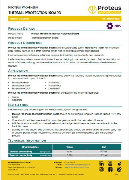 Product Data Sheet - Proteus Pro-Therm Thermal Protection Board