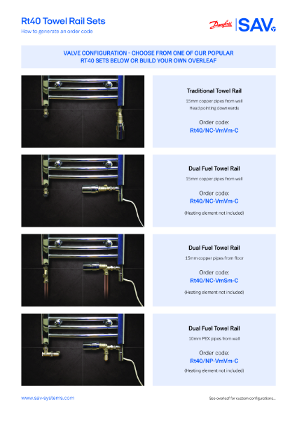 Rt40 Return Temperature Limiting for Towel Rails Selection and Ordering Sheet