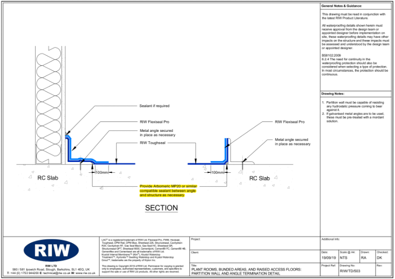 RIW Typical Detail - RIW-TD-503