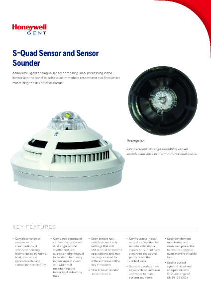 Honeywell Gent S-Quad Sensor and Sensor Sounder