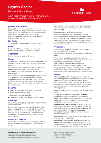 Drymix Coarse - Product Datasheet