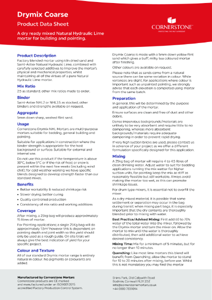 Drymix Coarse - Product Data Sheet