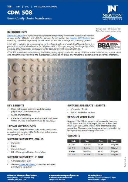 CDM 508 Membrane Technical Data Sheet