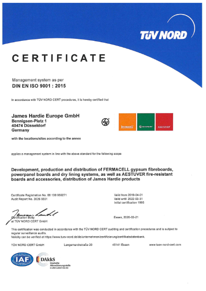 fermacell ISO 9001 Certificate