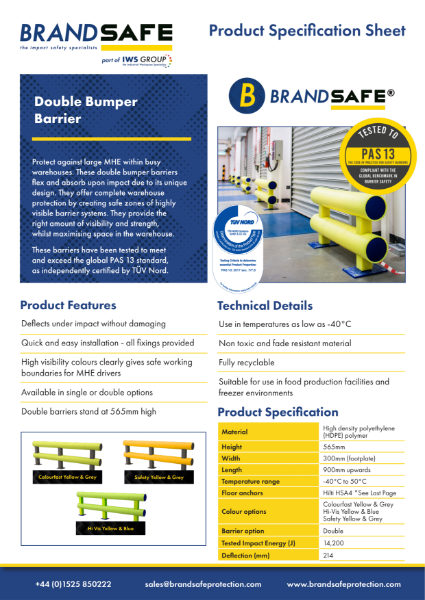 Double Bumper Safety Barrier - Brandsafe Spec Sheet