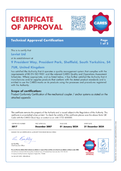CARES Certificate 5017 Technical Approval TA2-5017 Eazistrip (2024) Issue 5
