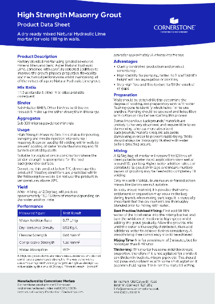 High Strength Grout - Product Datasheet