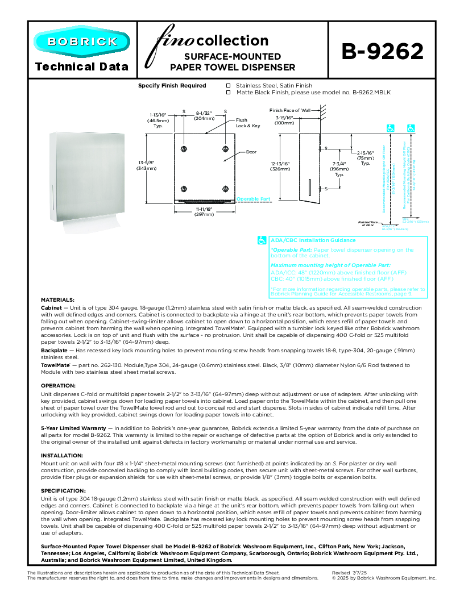 Technical Data Sheet B-9262