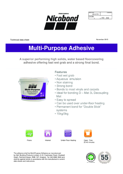 Nicobond Multi-purpose Flooring Adhesive Datasheet