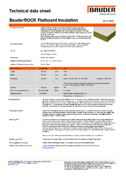BauderROCK Flatboard Insulation