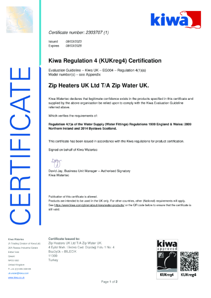 KIWA REG4 Certificate Tudor 5