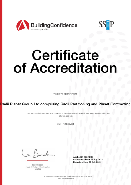 Achilles Building Confidence Certificate of Accreditation